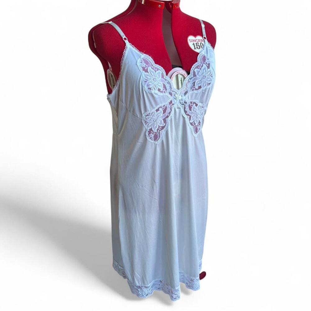 Vintage‎ Sears White Lace Slip Dress Size 40 Cottagecore Coquette